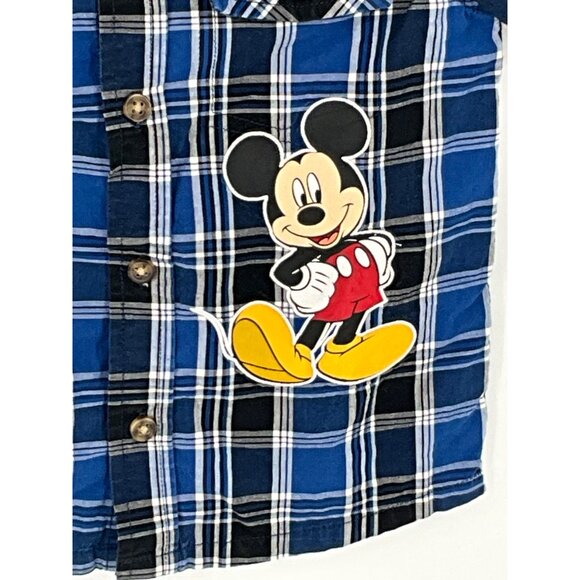 Disney Baby Mickey Mouse Plaid‎ Button-Up Shirt 24M Cotton - Picture 4 of 6